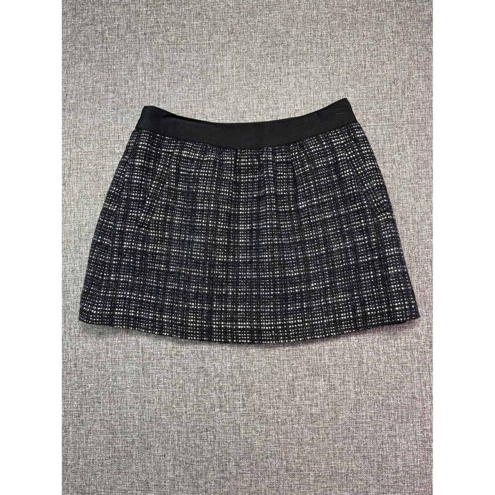 J. Crew Skirt Women Black White Tweed Wool Blend Mini Side Zip 31913 | 8